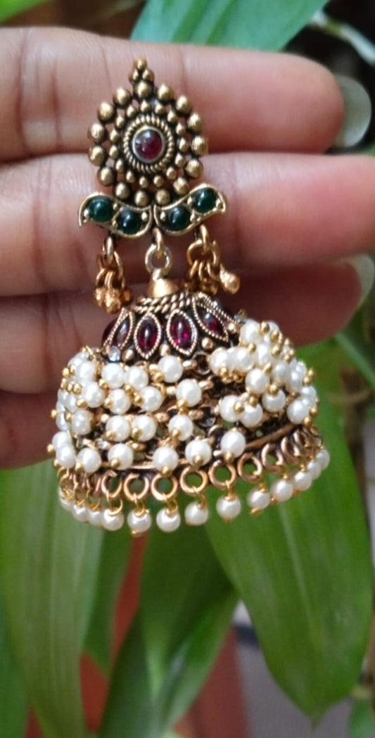 Pearled Grace Jhumka