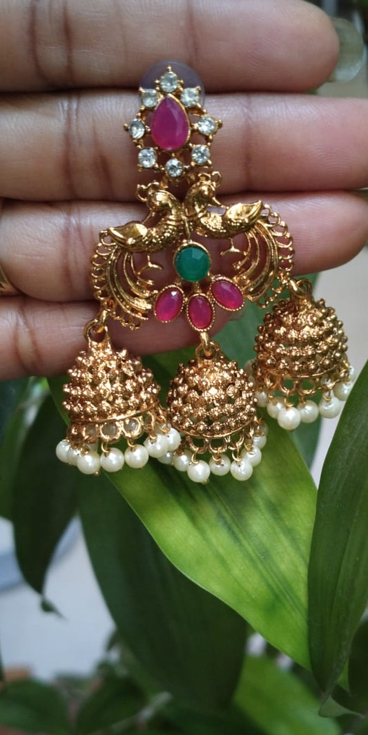 Peacock Layered Jhumka